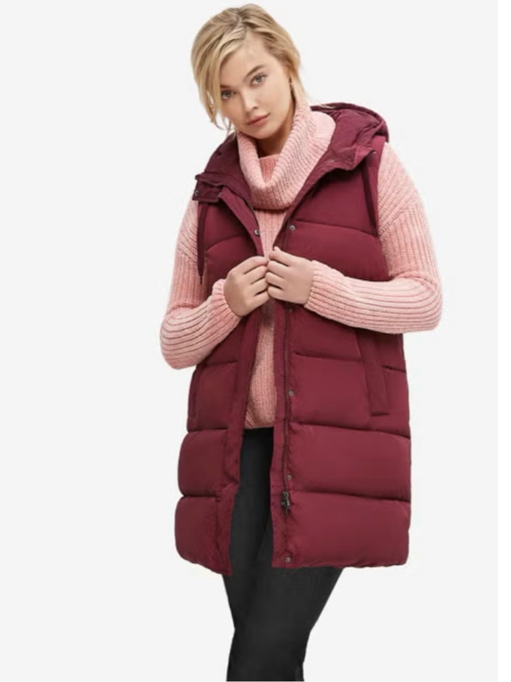 ellos Burgundy Hooded Puffer Vest